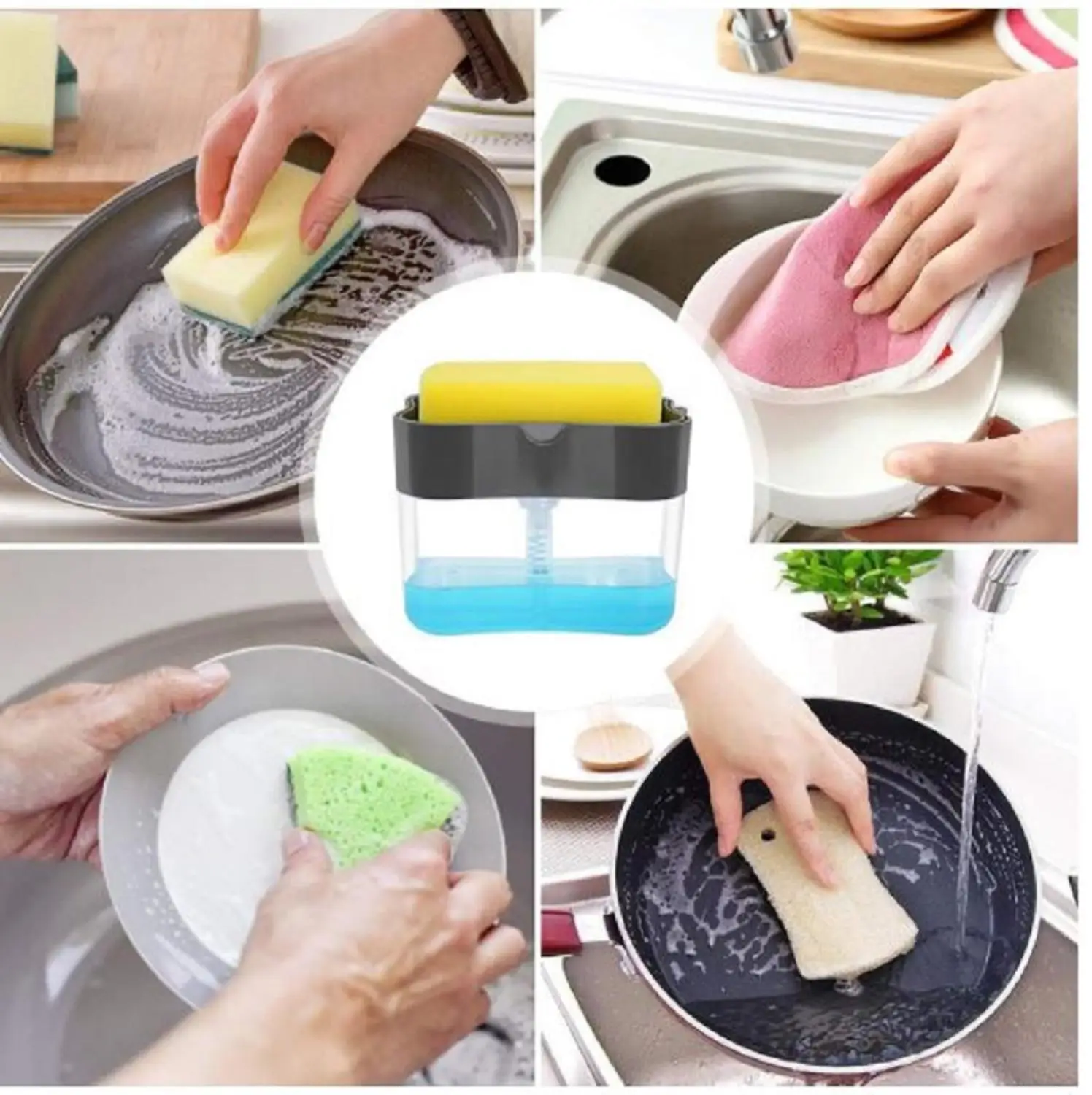 Soap Dispenser liquid soap dispensers Scrubbing Liquid Detergent Dispenser Presstype Liquid Soap Box Pump Organizer Kitchen soap dispenser Sponge