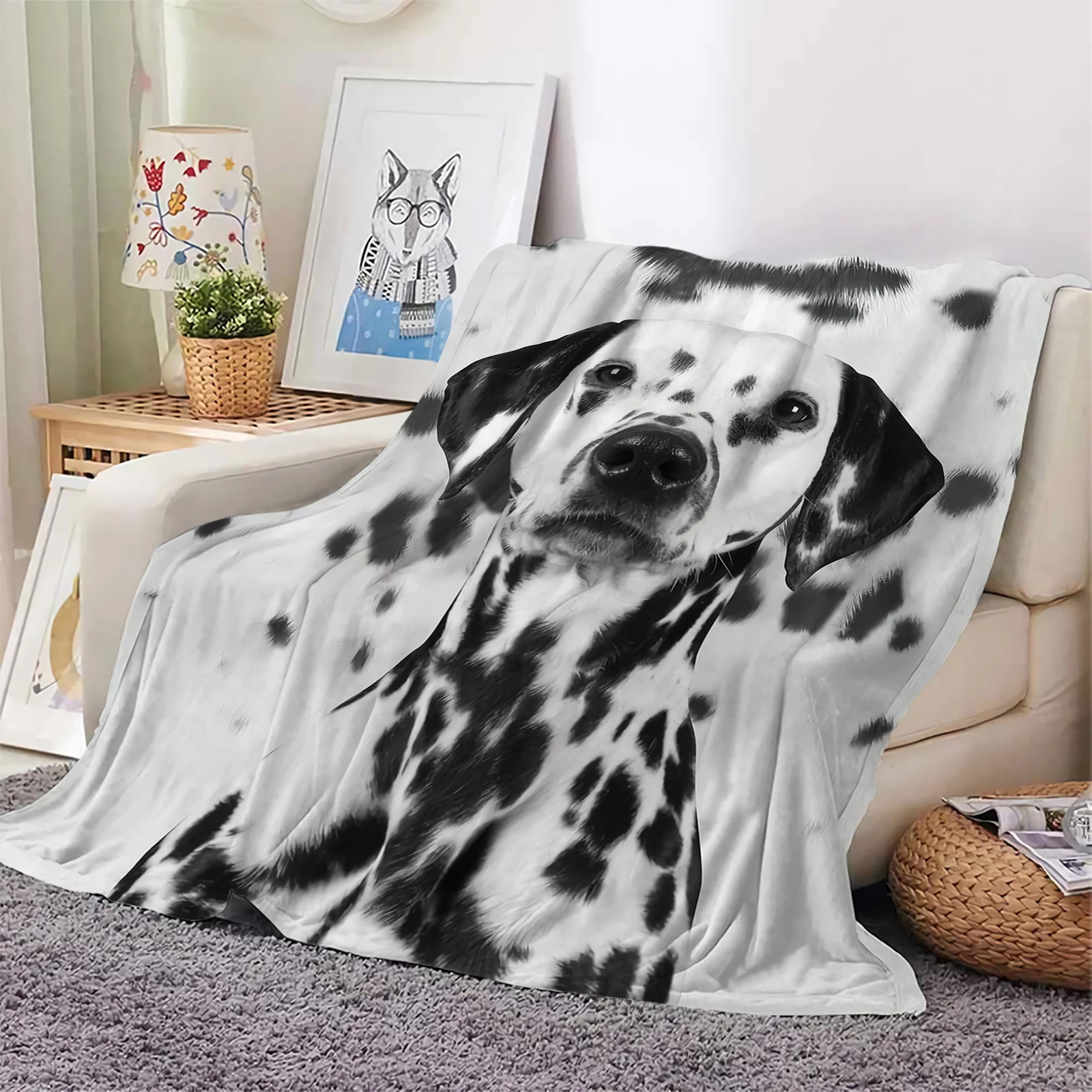 

Dalmatian Flannel Blankets Animal Dog Hair 3D Printed Plush Blanket for Sofa Nap Travel Portable 200x150cm Dropshipping