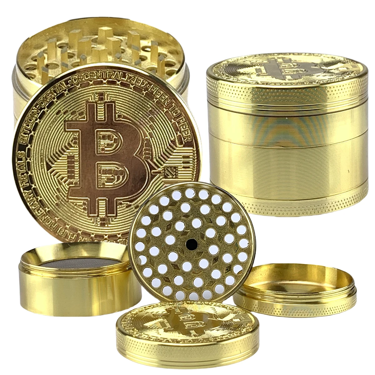 50mm Bitcoin Gold Herb Grinder 4-layer Spice Pepper Mill Mortar Metal Grass  Raw Tobacco Grinder Smoking Accessories Kitchen Tool - AliExpress