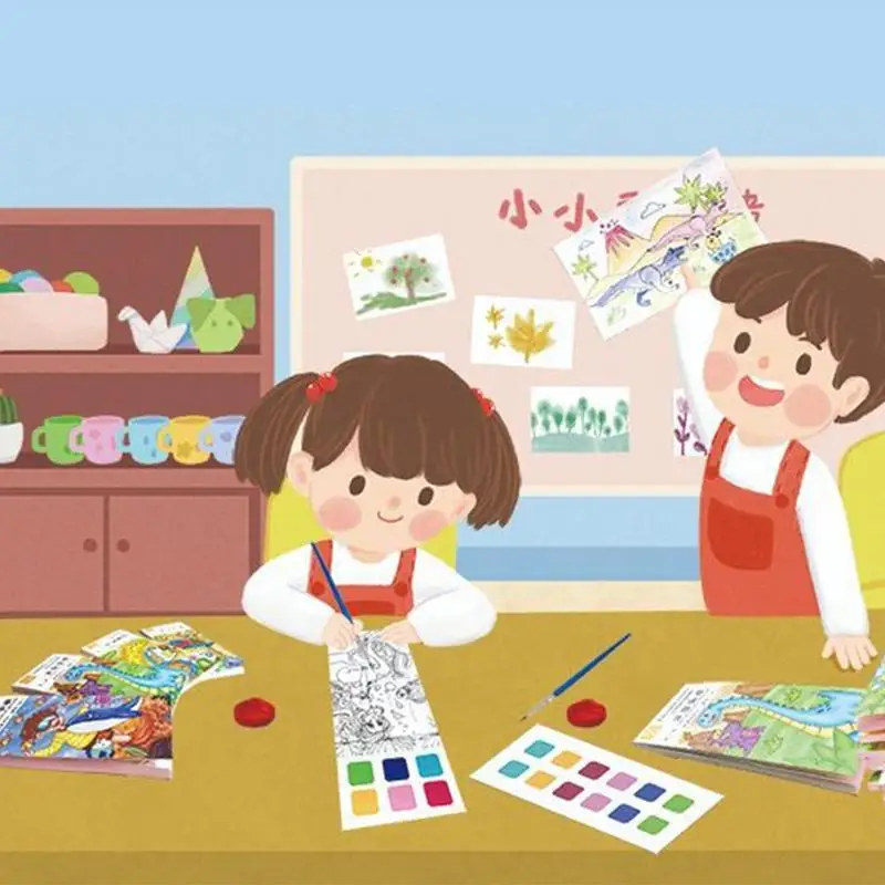 

Альбом для раскрашивания на воде, творческий Набор для рисования на тему мультфильмов, для творчества и творчества, альбом для рисования в дошкольном стиле