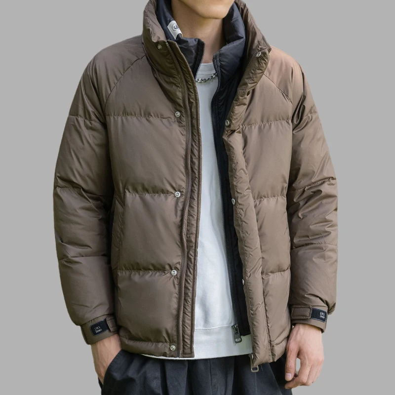 

Hip Hop Down Jacket For Men Fake Two-piece Stand Collar Streetwear Down Coats Fashion Thickened Warm Slim Winter Jackets