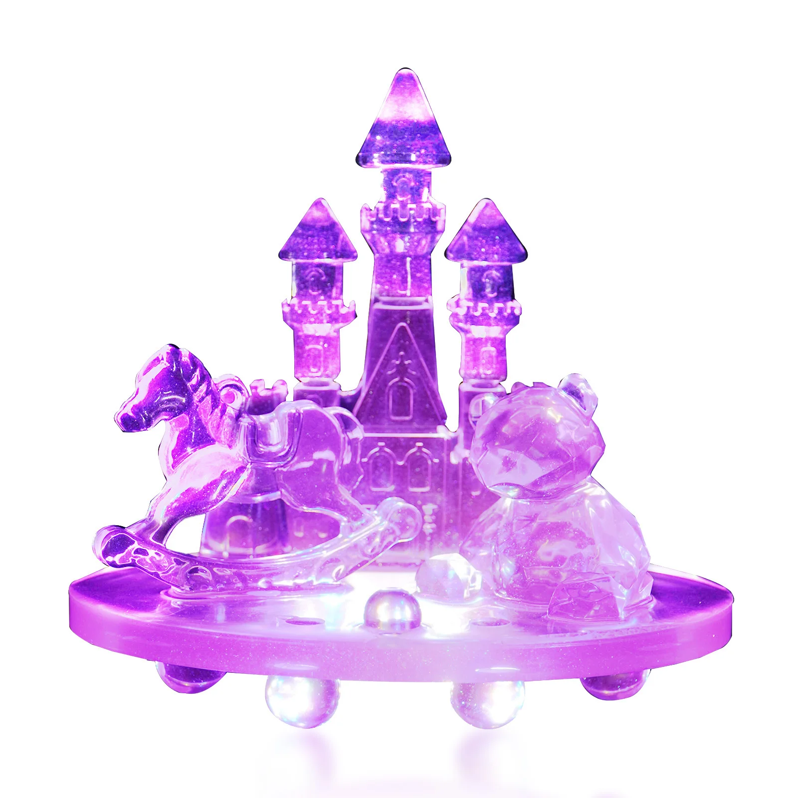 

Figurines Home Decor Cell Phone Holder Night Light Multifunction Castle Carousel Bear Handmade Gift For Women Valentines Day