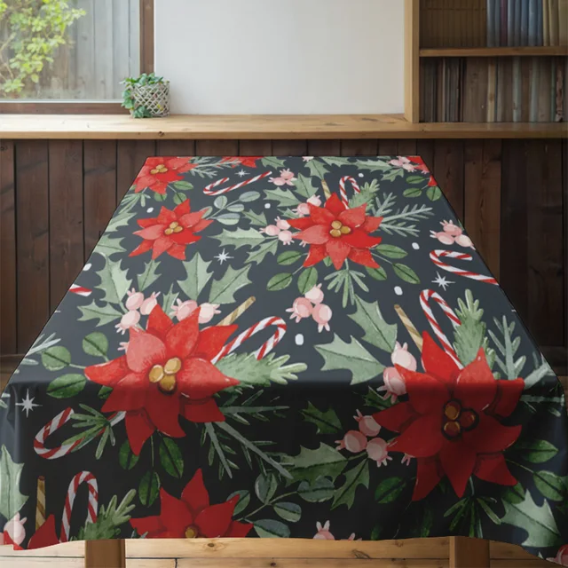 Red Poinsettia Tablecloth 4