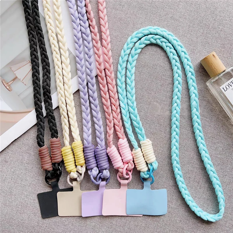 Women's Crossbody Braided Phone Lanyard with Camera Strap & Travel Chain