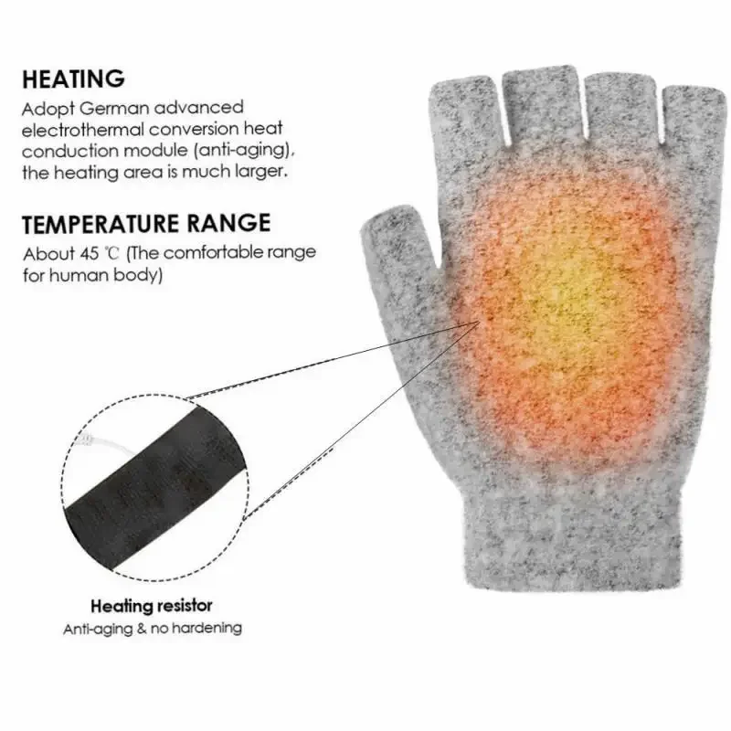 Electric Heated Winter Gloves Mittens Heater Rechargeable USB Reusable Winter Warm Heating Laptop For Women Men Sports Skiing 3
