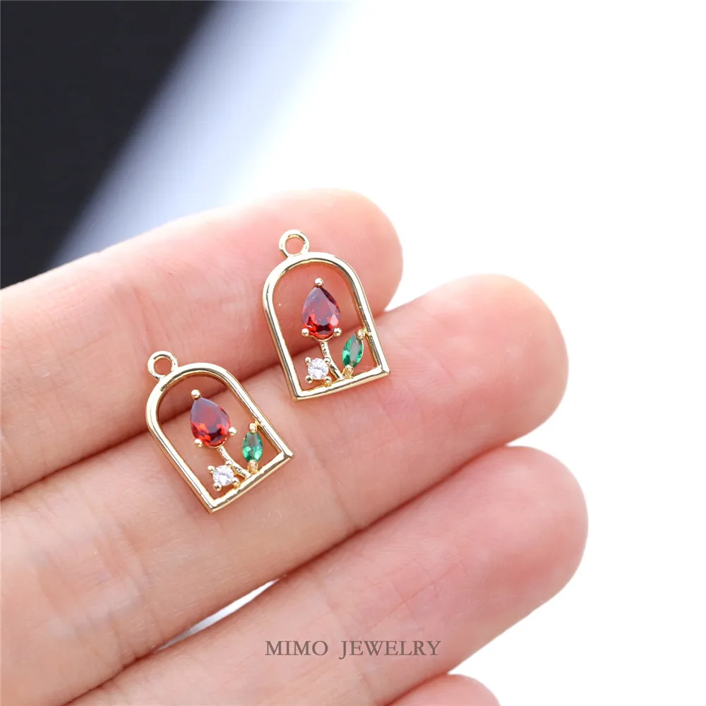 

Micro Inlaid Zircon Window, Tulip Flowers, Artistic and Refreshing Charm Pendants Jewelry Making Supplies Diy Accessories M-375
