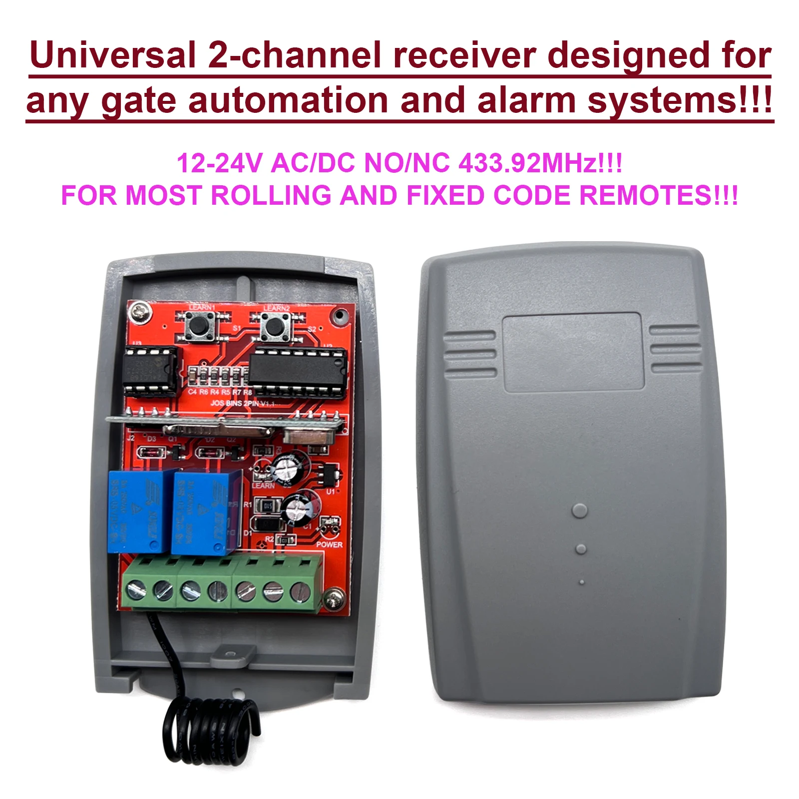 Per Motori An At-4 Ptx4 433Mhz Moteur Porte De Garage Garage Porta Motore 12-24V Dc 2 Canali Cancello Garage Ricevitore Universale