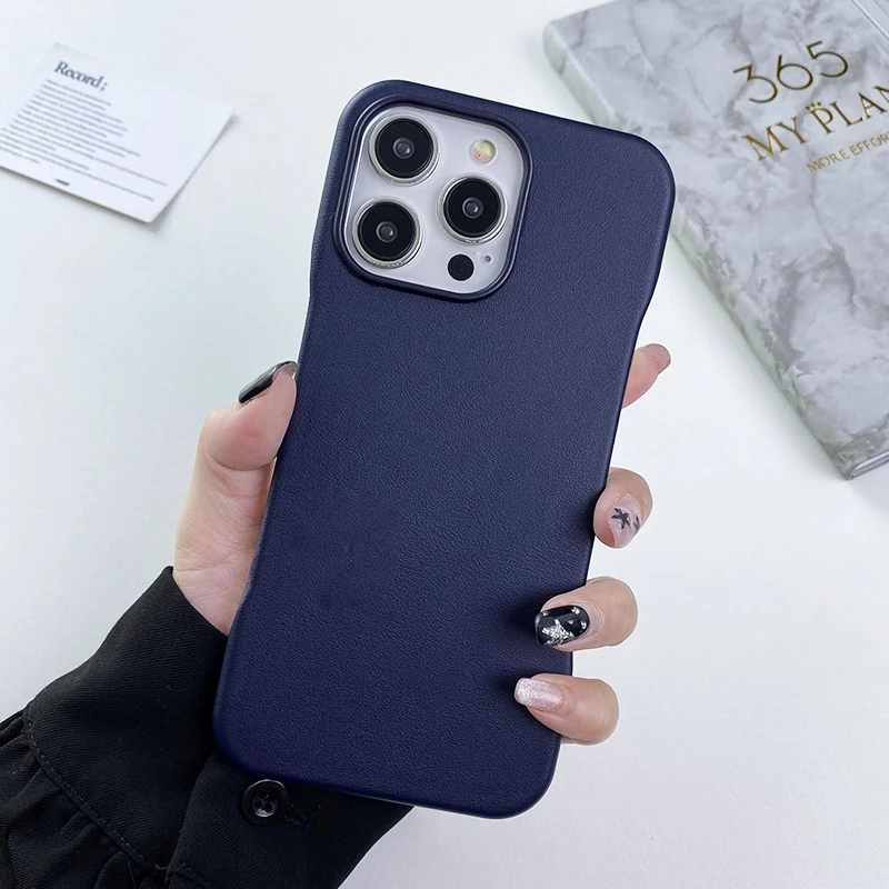 Vintage Suede Leather Rimess Magsafe Case for iPhone 15 14 Pro Max 13 12 Matte Anti-Fingerprint Frameless Armor Back Cover