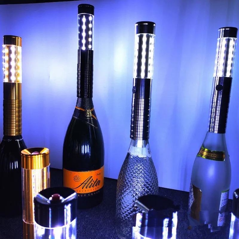 5Pcs Party Decor LED Strobe Baton Light Rechargeble Champagne Bottle Handheld Stick For KTV Bar Concert Events