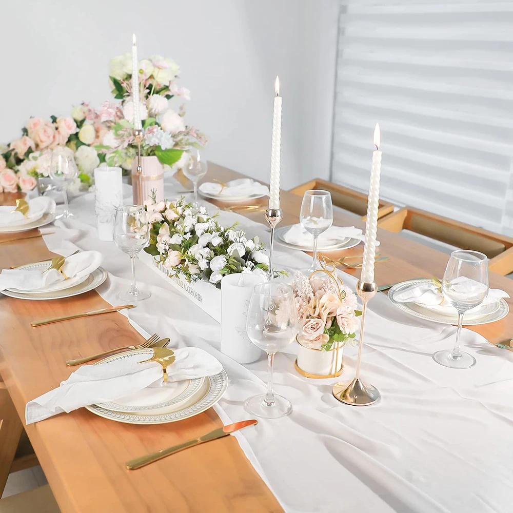 12pcs Cotton Napkins White Gauze Fabric Napkin Pink for Wedding Party Birthday Dinner Tea Towel Table Napkin Village 30x30cm