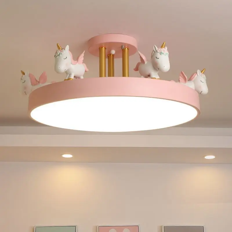 

Children's Room LED Ceiling Lights Nordic Bedroom Lamps and Lanterns Modern Cartoon Resin Unicorn Kids Lighting LED Decoration