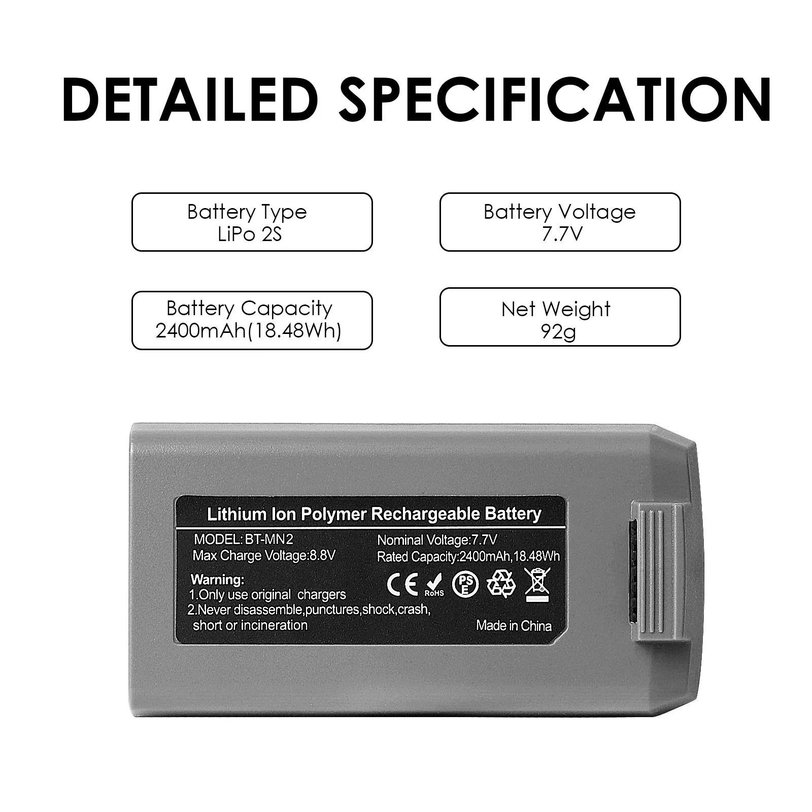 RC Drone Battery Drone Battery Rechargeable Li Ion Battery 2400mAh 31 Minute Flight Time For Mini 2 Compatible With Mini 4K / SE / 2 SE