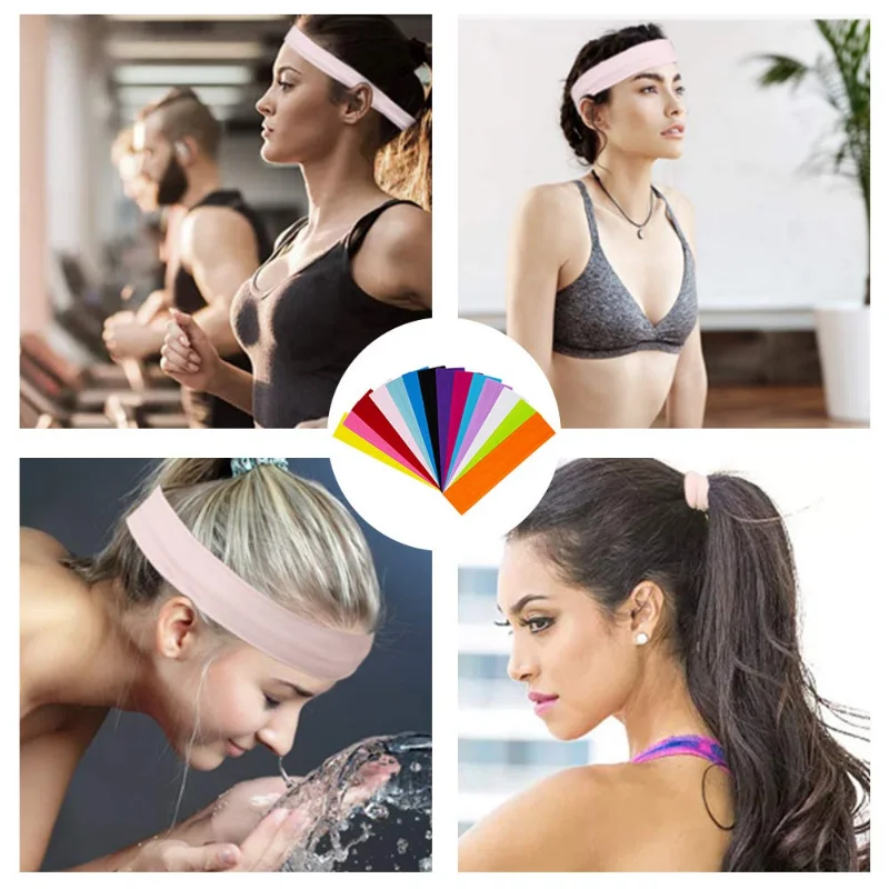 DiyJibb Diademas Para Mujer, Elásticas Antideslizantes De Tela De Algodón Suave Para Deportes, Entrenamiento, Yoga Y Correr, 7 Piezas (negro, Verde Militar, Borgoña, Rojo Brillante, Naranja, Carne