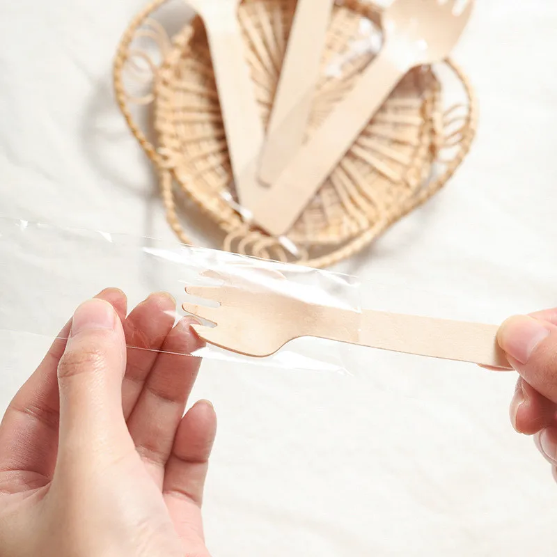 1000Pcs/Lot Disposable Dessert Spoon Cake Fork Spoon Fork Cute Mini Fruit Ice Cream Dessert Small Wooden