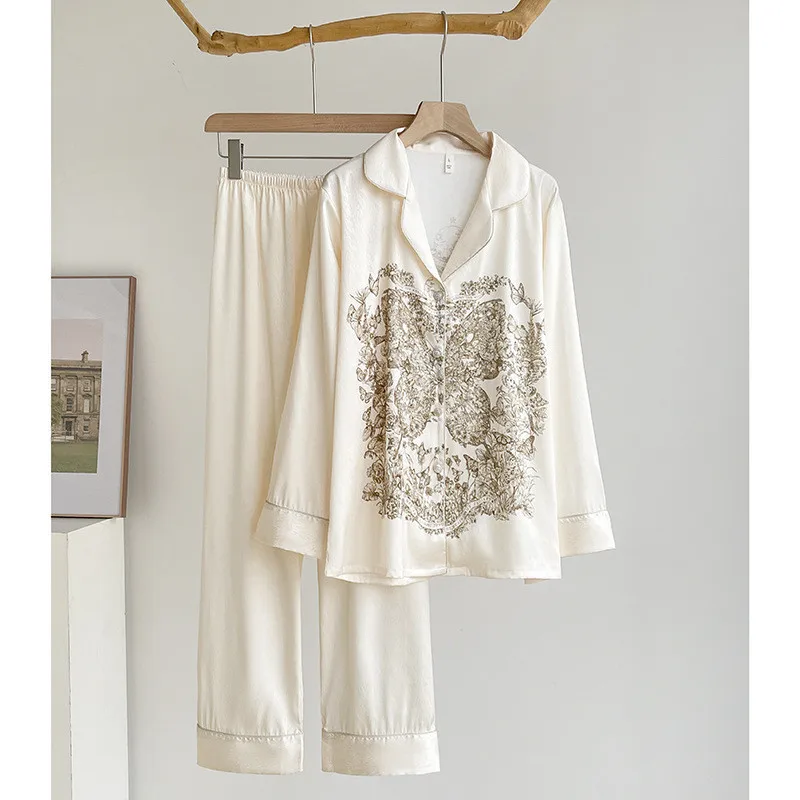2024 Women's Luxury Butterfly Print Ice Silk Pajama Set