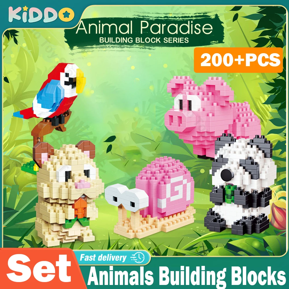 

Mini Building Blocks 3D Animal Diamond Model Micro Bricks Panda Pig Parrot Snail Animals Series Toys for Children Birthday Gifts