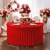 White Polyester Elastic Tablecloth Cover Wedding Banquet Round Spandex Table Skirt Conference Office Tablecloth Party Decoration 2