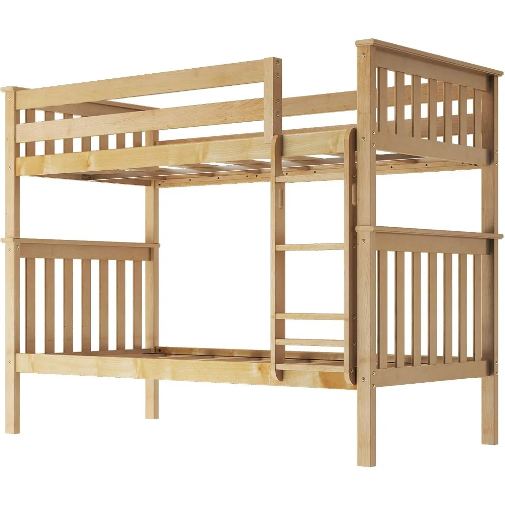 

Bunk Beds Solid Wood Bunk Bed Frame With Ladder for Kids Headboards Natural Easy Assembly No Box Spring Needed Twin Bases Frames