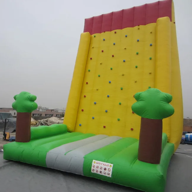 Factory commercial outdoor water games inflatable rock climbing wall slide