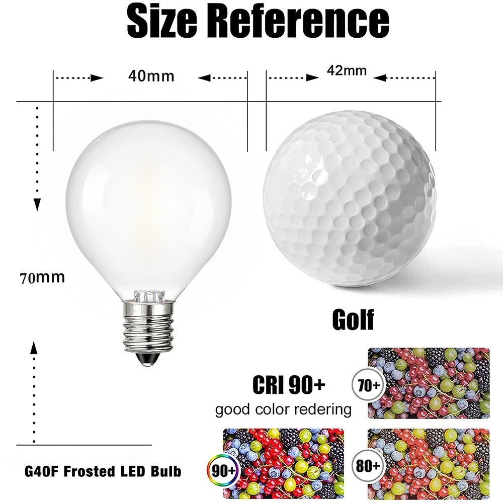 Vintage Ampoule LED E12 Bulb Edison Lamp 220V G40 1W Frosted White 10W Equivalent Decorative Mini LED Bulb Christmas Decoration