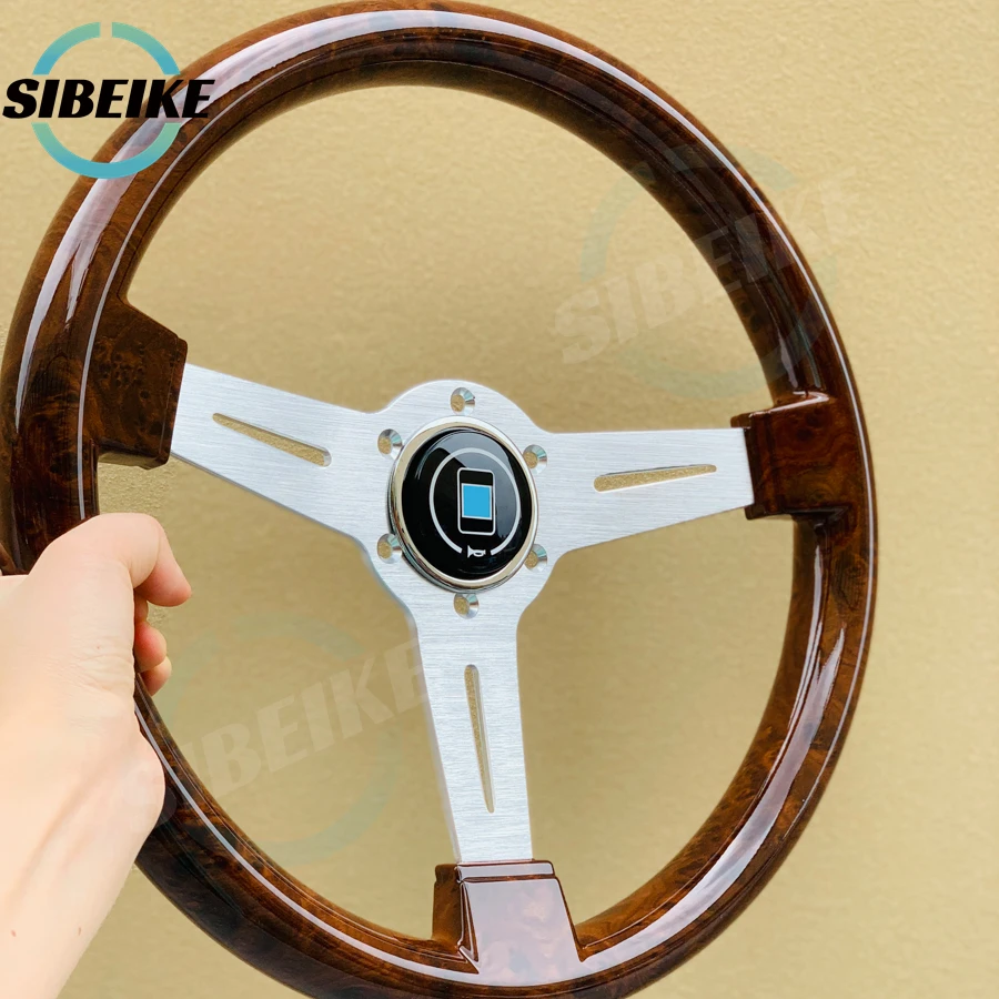 Racing Steering Wheel 14inch Universal Wood Film Steering Wheel Classic Vintage Sports Car Steering Wheel ND Horn Button