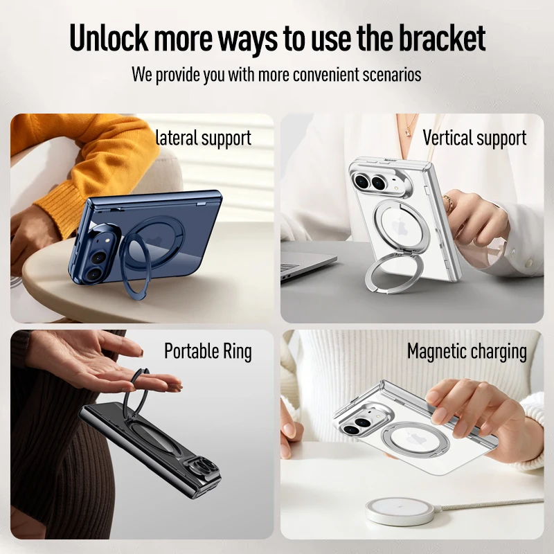 Luxury Electroplated Foldable Case with Magnetic Protection Film