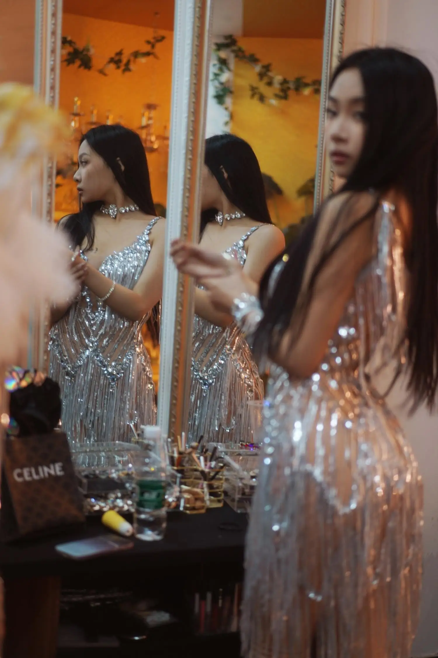 Women Gorgeous Rhinestone Sequins Tassel Dresses Summer Sexy Party Prom Gown Singer Dance Stage Performance Costume Muyuye