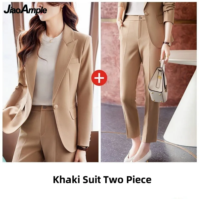 Women's 2024 Spring New Professional Suit Two Piece Korean Elegant Casual Blazers Jakcet Pants Matching Set Female Clothing