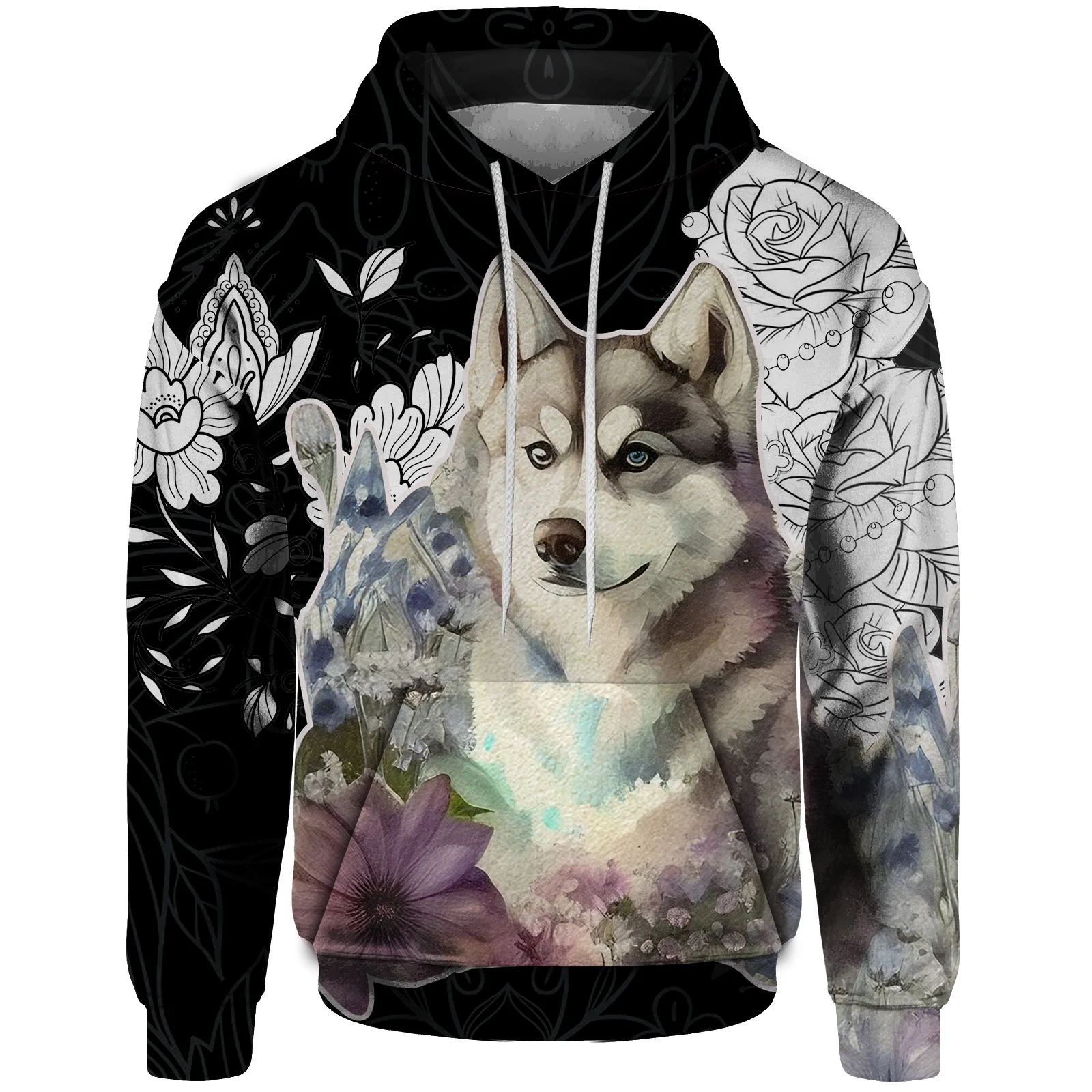Sudadera con capucha holgada con estampado de perro de tres cabezas gótico de otoño para hombre, sudadera con capucha para hombre, ropa de calle Harajuku para hombre