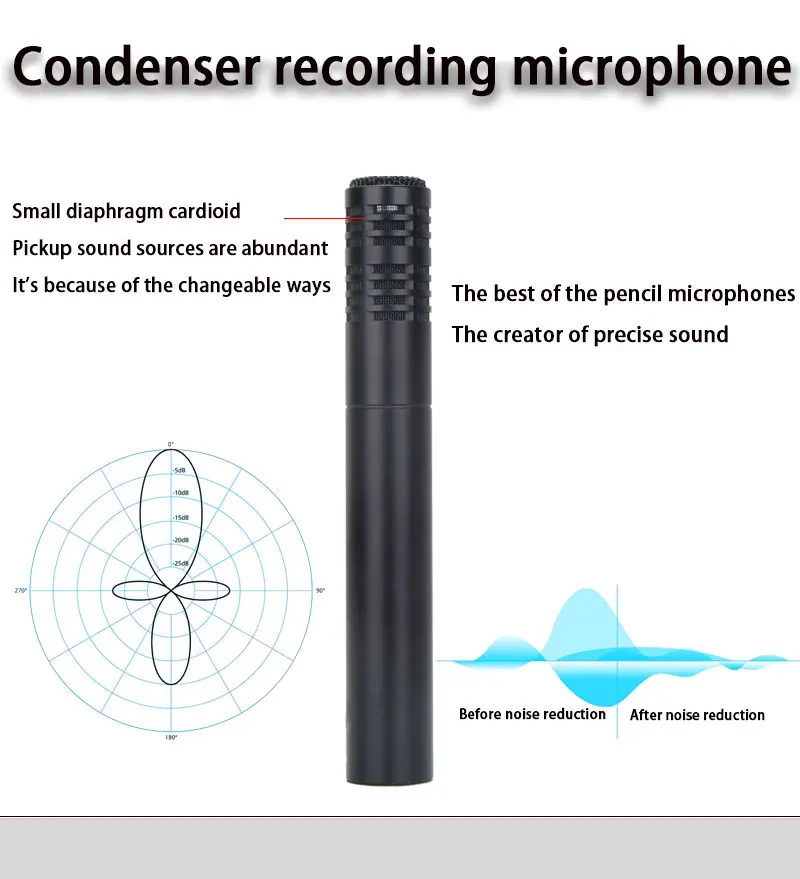 E914 Heart-Shaped Instrument Microphone, Windproof Cotton Condenser Microphone,For Bands/Stages/Recording Studio Recording ﻿