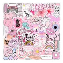 

10/30/50pcs Funny Pink Style Girl Cartoon Aesthetic Stickers Car Motorcycle Travel Luggage Guitar Waterproof Graffiti Sticker