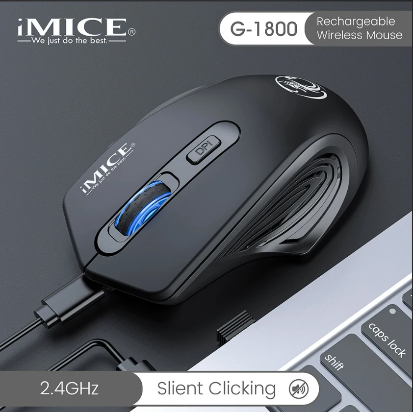IMICE G-1800 2.4G Silent Wireless Mouse USB Transmission Rechargeable Business Office Gaming Mouse Adjustable Sensitivity