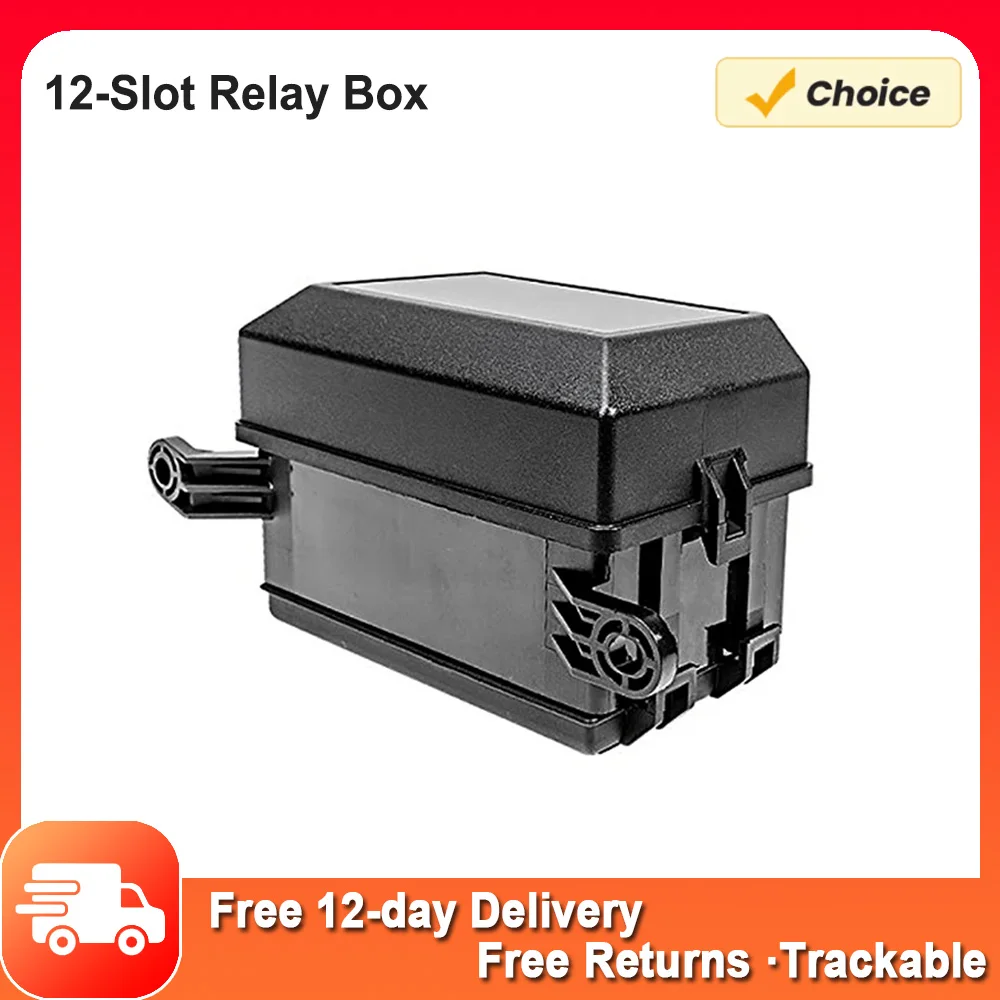 12-Slot 41pcs Metallic Pins Universal 12V Car Marine 6 Way Relay+6 Slot ATO/ATC Blade Fuse Holder Box for Automotive and Marine