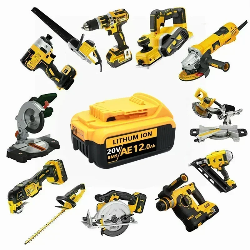 12000mAh DCB200 20V Battery rechargeable lithium battery Compatible with dewalt power Tools 18V rechargeable electric tool Lithium batteries 20V 18Volt