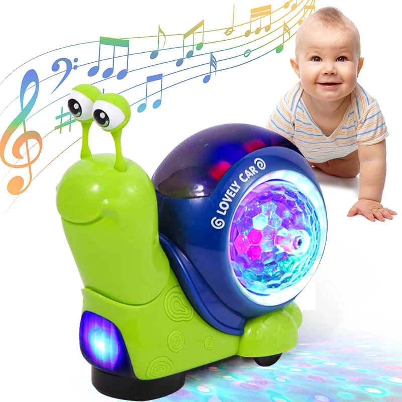 

Crawling Crab Snail Baby Toy Walking Tummy Time Dancing Early Educational Interactive Musical Light Toys Toddler for Kids Gifts