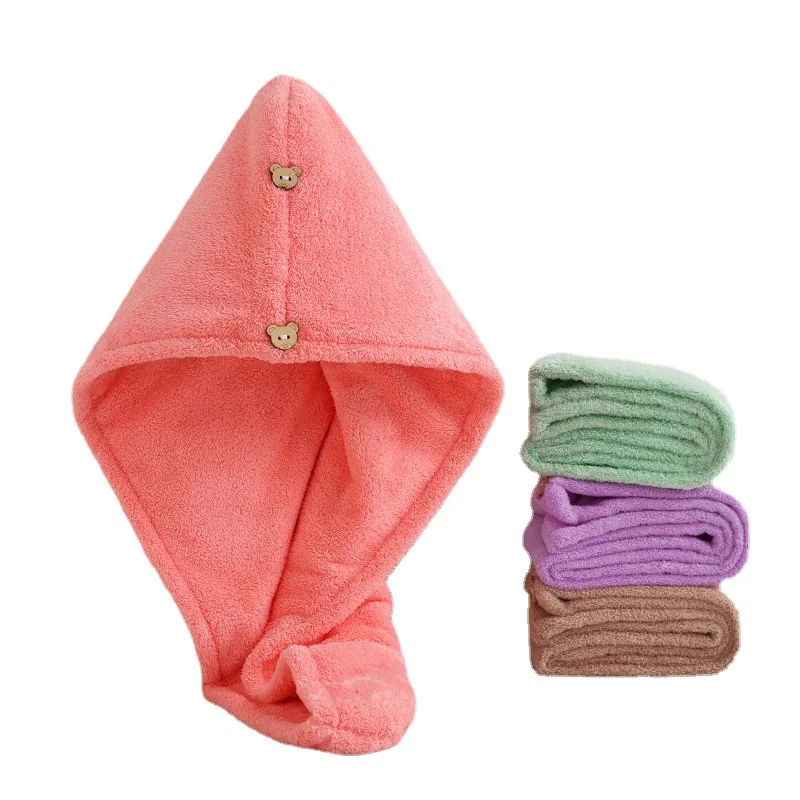 Women Hair Drying Hat Quick-dry Hair Bath Hat Towel Cap Microfiber Solid Towel Cap Super Absorption Turban Dry microfiber towels quick drying towel curly hair drying hat