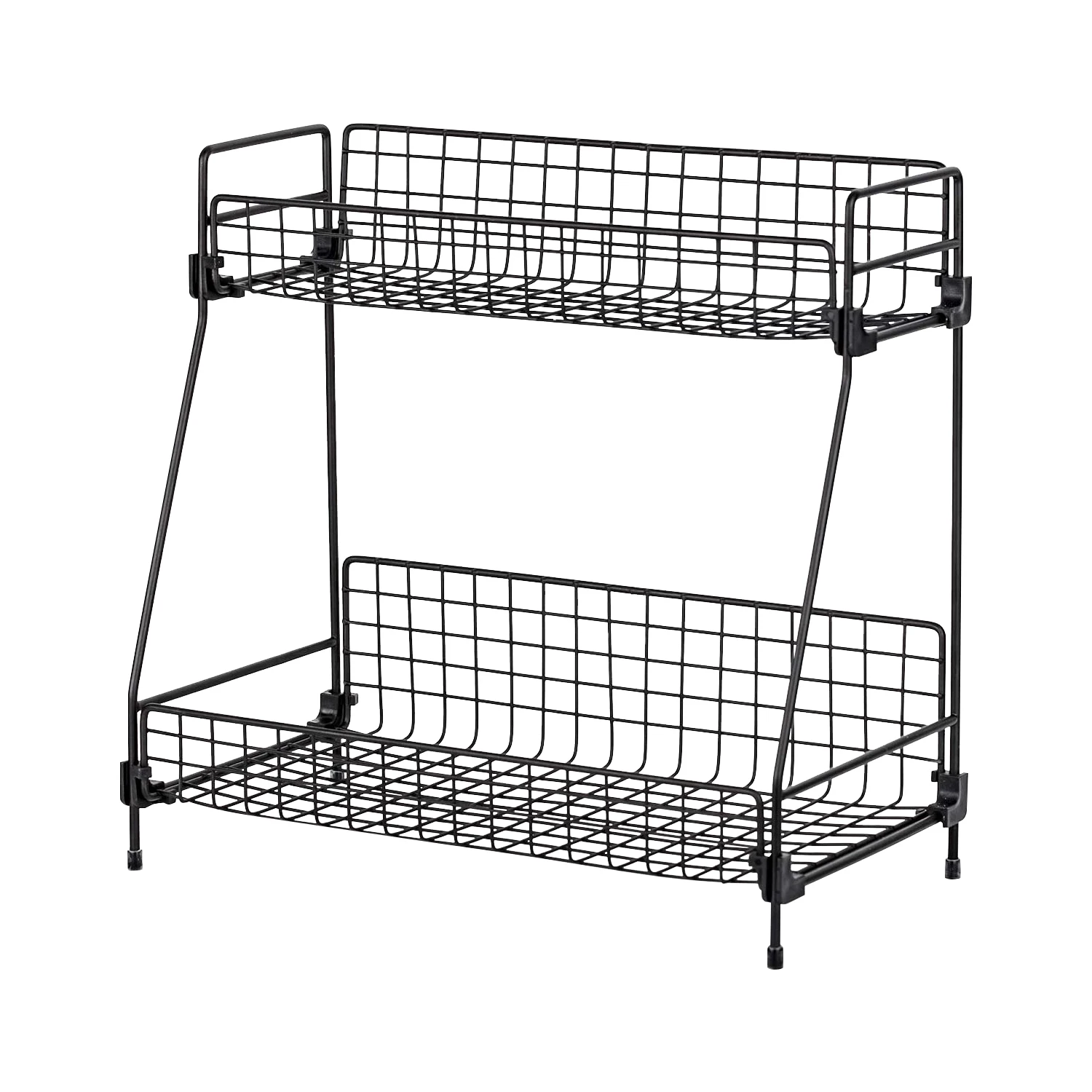 Standing 2 Tiers Spice Herb Jar Rack Holder Storage Organizer Counter Shelf Black: 3 - 5 Days Free Delivery Only UK