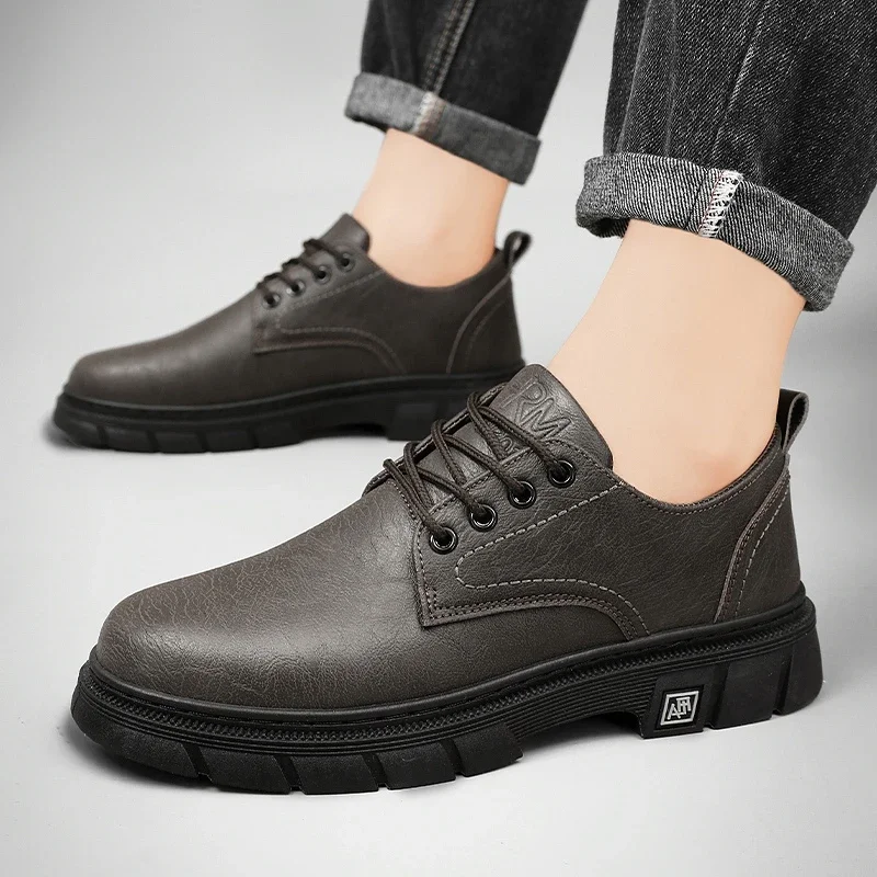 

Big Size Autumn Winter Pu Leather Shoes for Men New Designer Fashion Casual Men's Dress Shoes Solid Color Ankle Boots Male