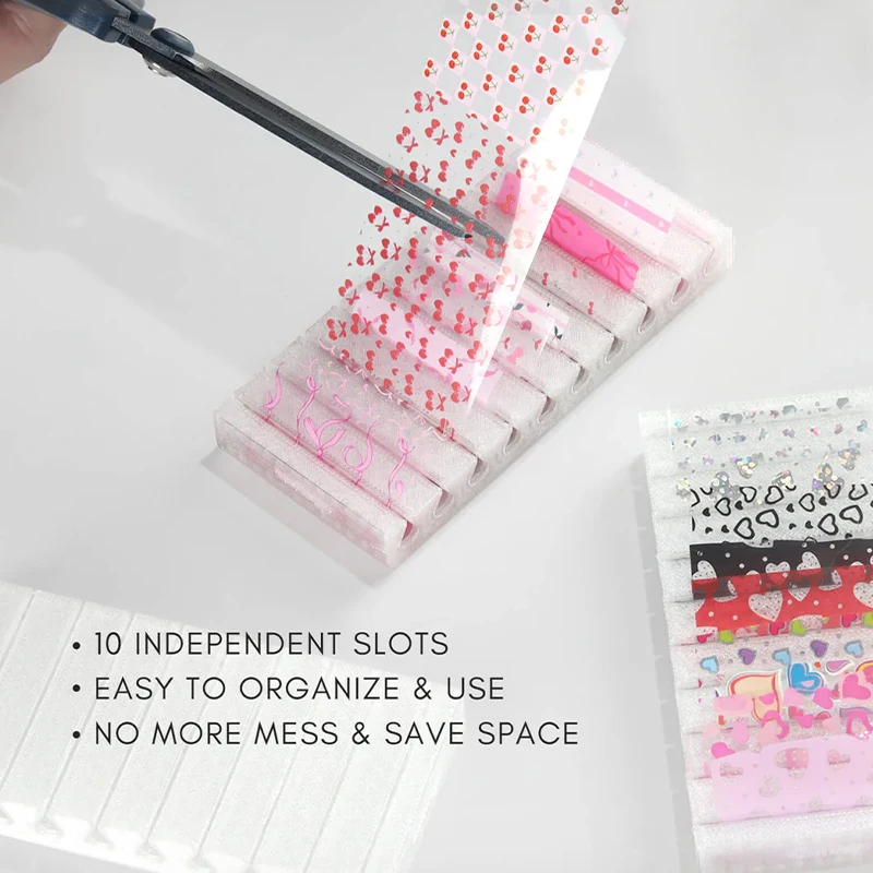 3pcs 네일 포일 그라디언트 전사 포일 보관 상자 포일 스티커 보관용 휴대용 다채로운 디스플레이 스탠드 홈 살롱용