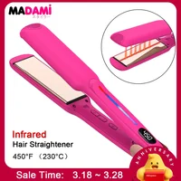 Infrared Hair Straightener Curler Titanium Plate Fast Heating Flat Iron 230℃ / 450°F Professional Salon Styling Tool 110V-240V 1
