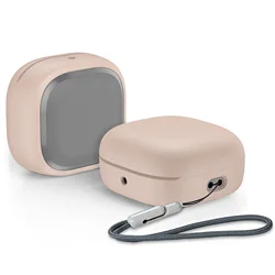 Durable Hard Shell Protective Earbud Case with Lanyard (Sand Pink)