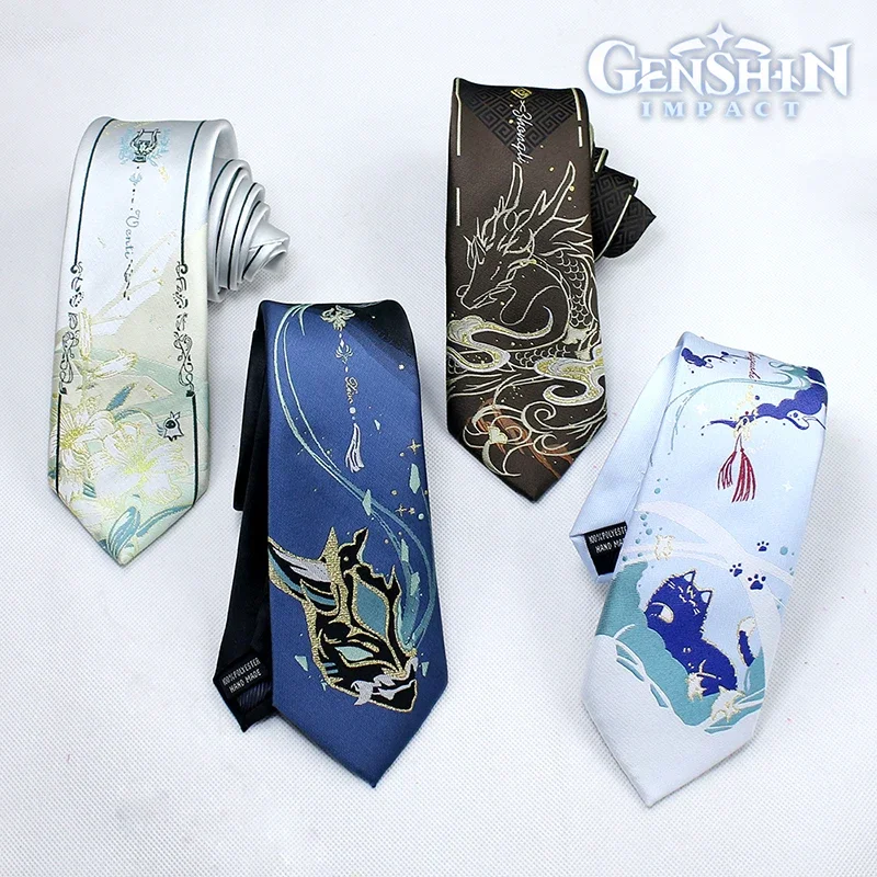 Genshin Impact Xiao Zhongli Wanderer Scaramouche Cosplay Original JK Tie Necktie Accessories Christmas Party Props Unisex anime necktie accessories