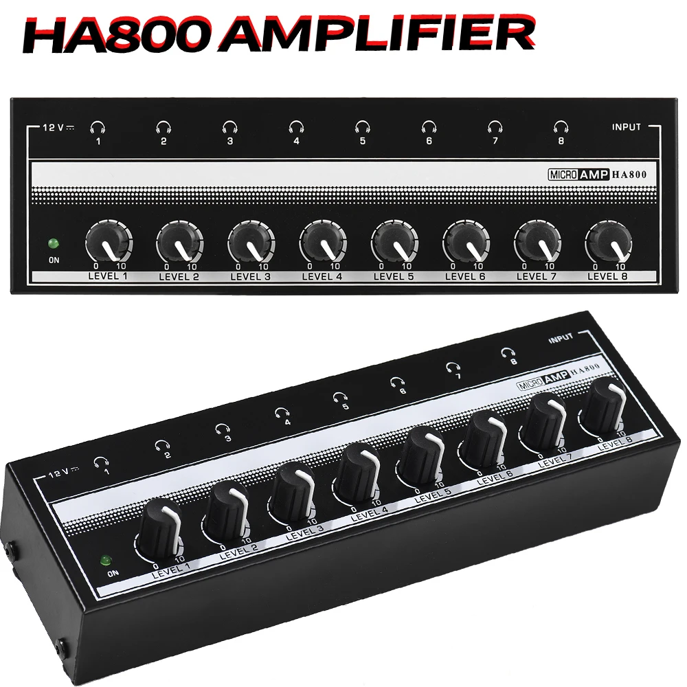 

Audio Mixer Ultra-Compact 8 Channels HA800 Stereo Amplifier Mini Stereo Headphone Amplifier With Power Adapter
