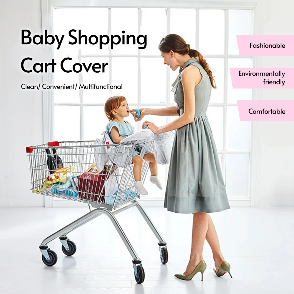 Multifunctional 2-in-1 Baby Shopping Cart Cover Children Highchair Cover with Thickened Soft Cushion Transparent Phone Holder 3