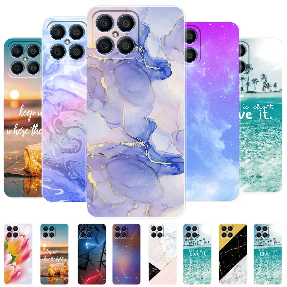 Per Honor X8 4G Custodia Honor X8 5G Custodia Morbida In Silicone Trasparente Verniciato Tpu Fundas Per Honor X8 Cover Coque Per Honor X8 Custodie Par