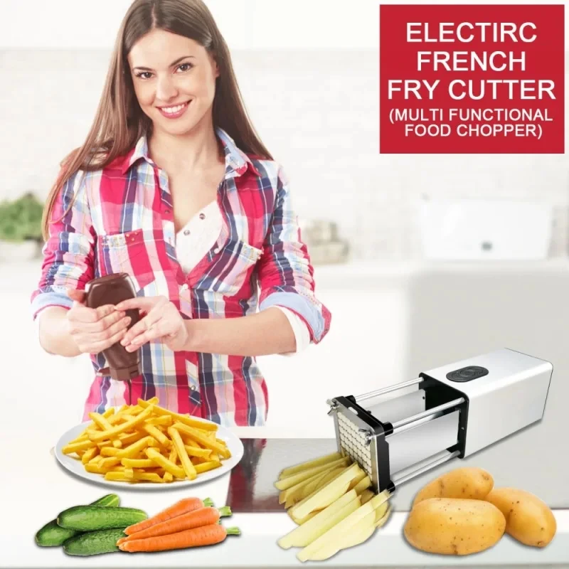 Portable Electric French Fries Cutter Stainless Steel Potato Chips Onion Cucumber Cutting Machine Electric Vegetable Cutters