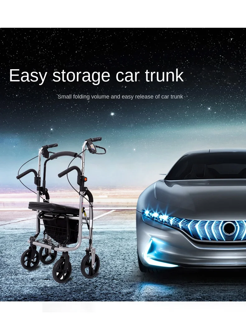 Elderly Trolley Grocery Shopping Cart Elderly Walker Four-Wheeled Sit Folding Small Trolley Light Walking Stick With Seat 4 Elderly Trolley Grocery Shopping Cart Elderly Walker Four-Wheeled Sit Folding Small Trolley Light Walking Stick With Seat 1