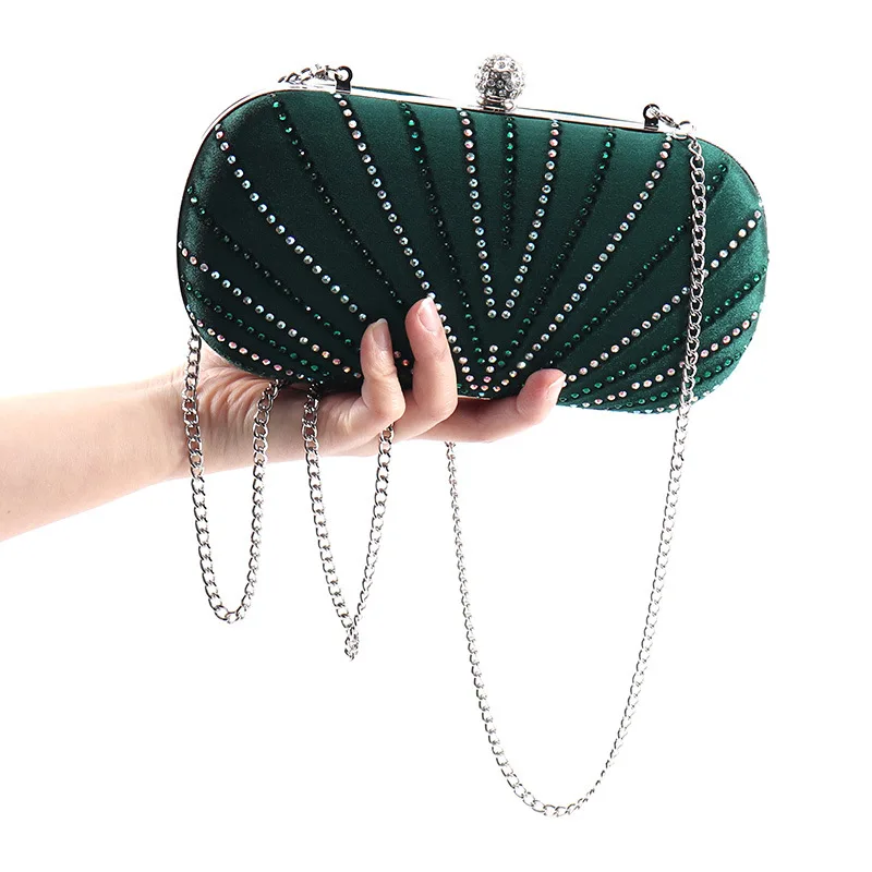 Fashion Women Bags Velvet Day Clutch Luxury Diamonds Evening Bags 2023 Lady Handbags Party Wedding Female Purse Crossbody Bag