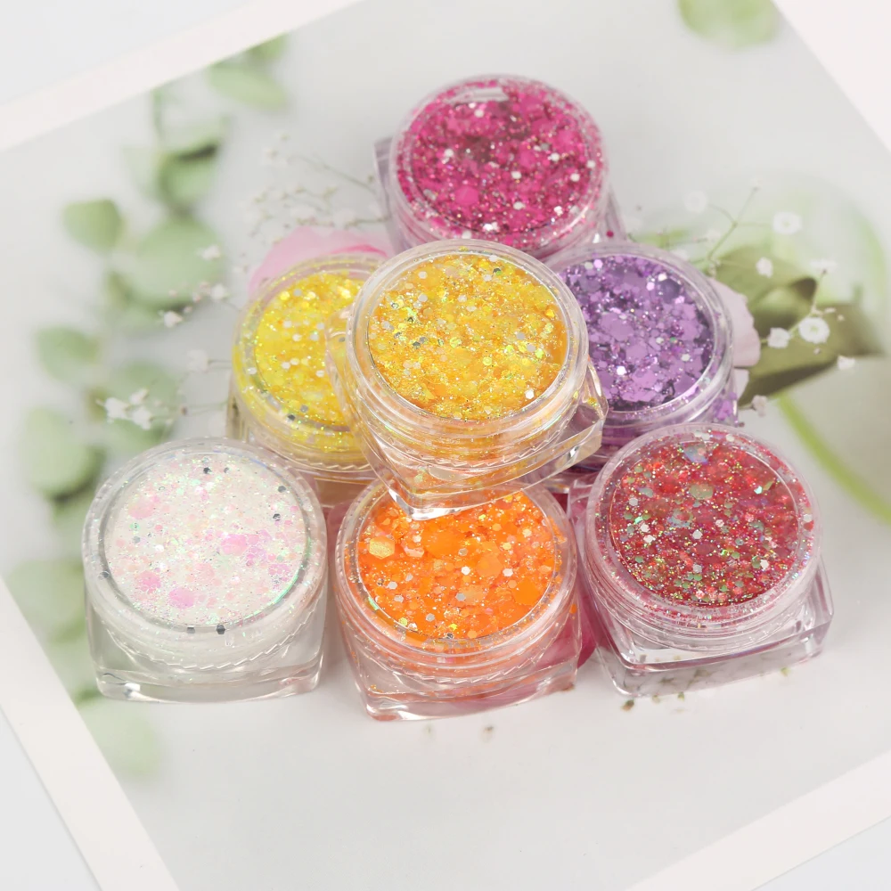1 Pz Nail Hair Body Face Shimmer Olografico Fai Da Te Ombretto Paillettes Party Festival Vibrante Paillettes Sciolte Gel