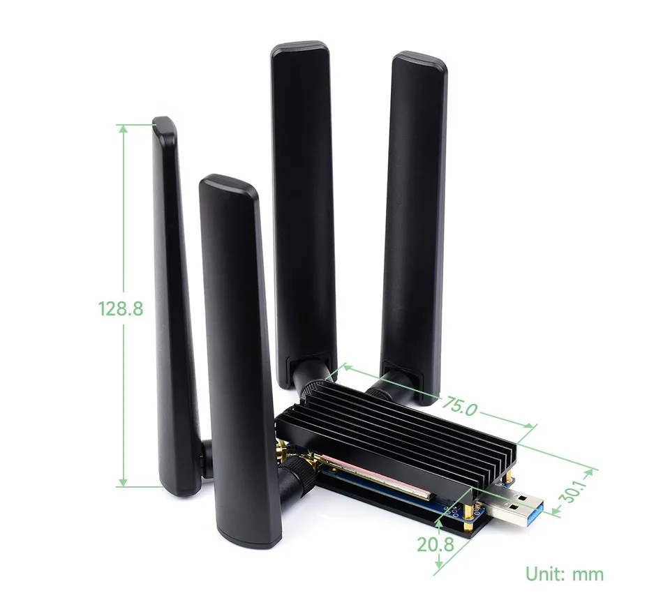 Expansão Chave, Módulo Dongle 5G, 4 Antenas,